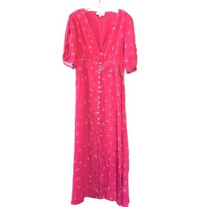Cleobella Midi Dress Floral Bright Pink Size Medium